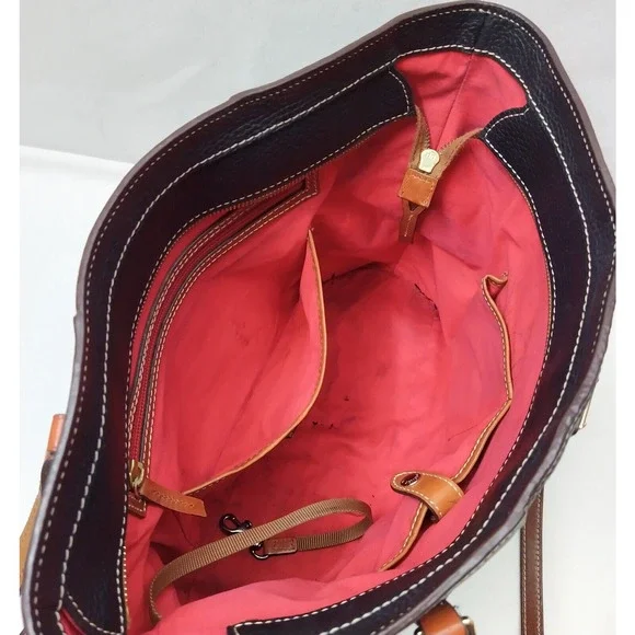 Dooney & Bourke Lexington Black Pebbled Leather Double Handle Zipper Tote Bag - Picture 9 of 16